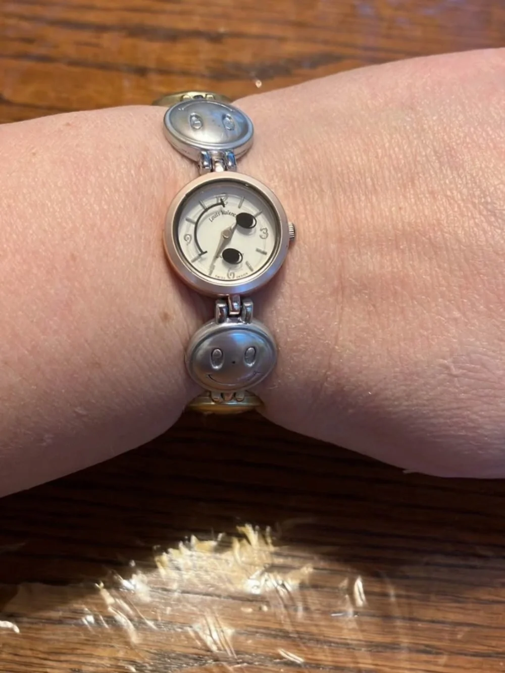 Silver Tone Smiley Face Bracelet Watch - Silver